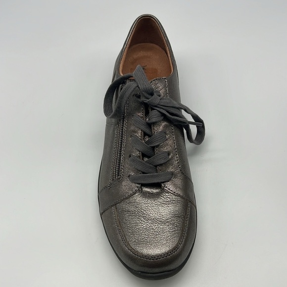 Vionic - Abigail Lace And Zip Up Pewter Metallic Lightweight Leather Sneaker SZ8 - Picture 4 of 16